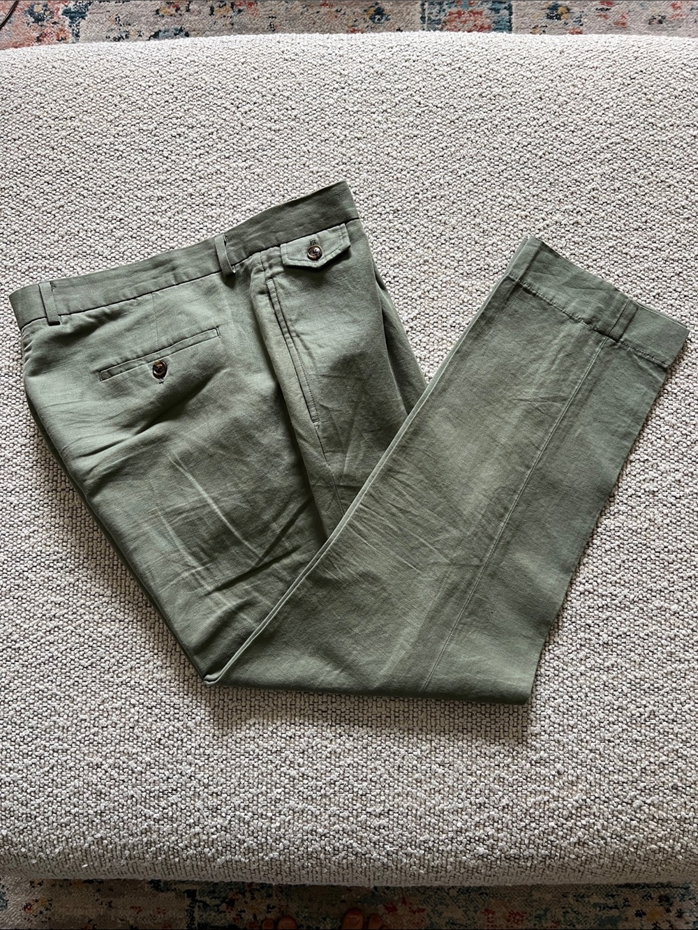 Brooks Brothers Olive Green Linen Cotton Pants